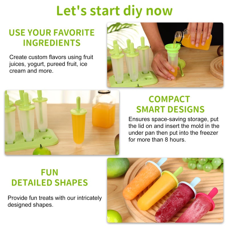 BAKHUK Popsicle Molds 3 Sets Ice Pop Molds Ice Pop Maker with Funnel and Brush, 3 Colors, Reusable Easy Release Ice Pop Maker, Popsicle Mould Frozen Ice Popsicle Maker - Image 4